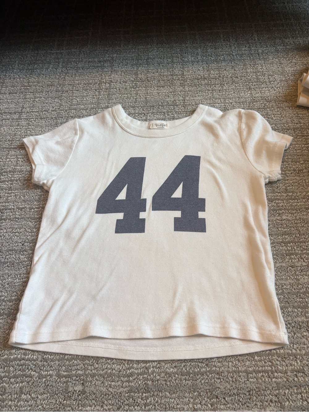 Brandy Melville White Tee with Navy '44' Graphic
